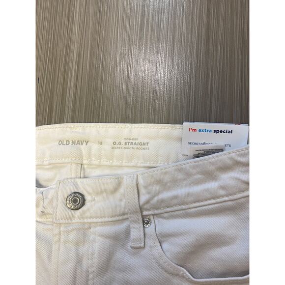 streetwear Old navy high rise O.G. Straight jeans sz 12 white denim stretch nwt - Picture 4 of 12